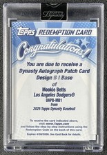 MOOKIE BETTS 2025 TOPPS DYNASTY #DAP-MB1 GAME-USED PATCH AUTO /10 DODGERS