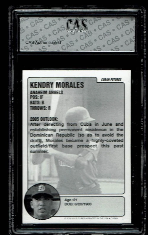 Kendry Morales Cuban Futures of 100 2005 gema de novato como nuevo 10 blanco Foto 2 de 3