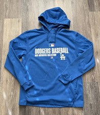 Los Angeles Dodgers Majestic Blue & White Pullover Hoodie Classic Men LARGE MLB