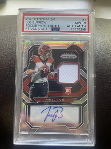 2020 Panini Prizm Joe Burrow Rookie Patch Auto /99 PSA