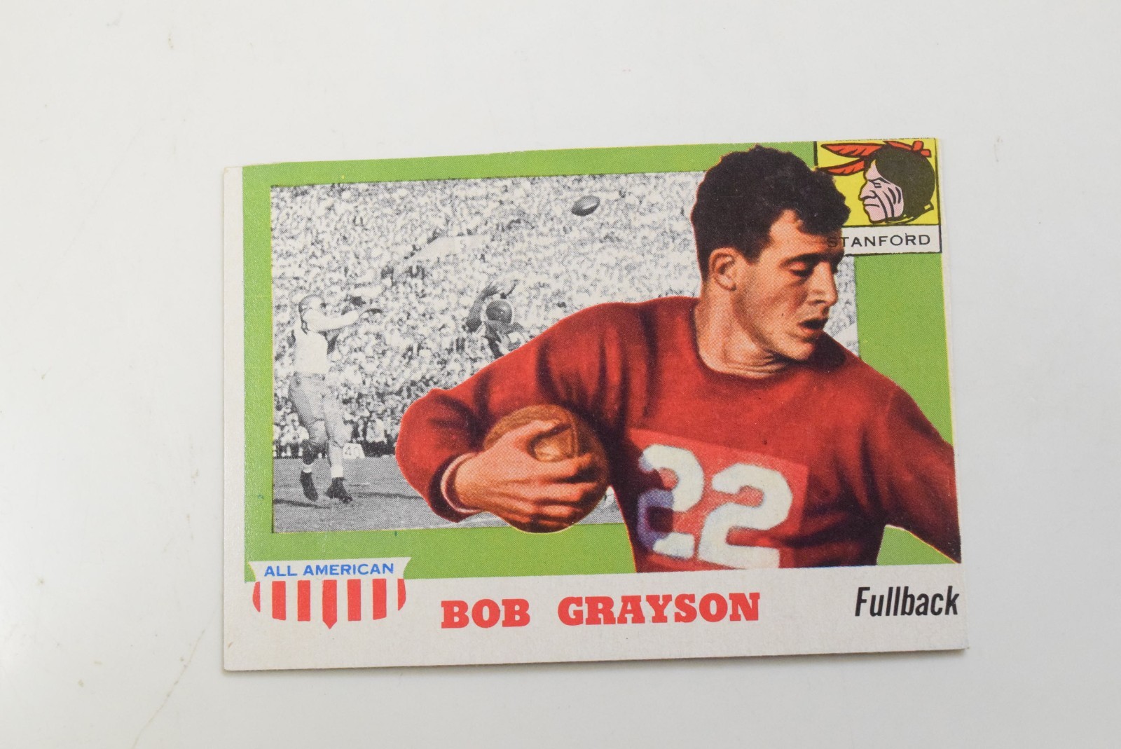 1955 TOPPS ALL AMERICAN #5 BOB GRAYSON. AA-EVIDENCE OF TRIMMING.