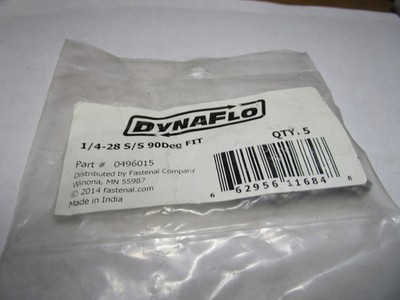 DynaFlo  1/4''-28 90° Stainless Steel Grease Fitting With Ball Check QTY 5
