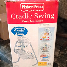Fisher-Price Cradle Swing Infant Baby Swing Portable, Folds for Storage White