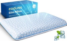Ultra Thin Flat Pillows for Sleeping,Cooling Slim Memory Foam Pillow 3.25 in ...