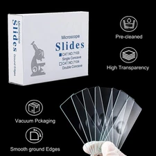 50Pcs Microscope Slides Concave, Single concave Glass Slide for Wet Specimen US