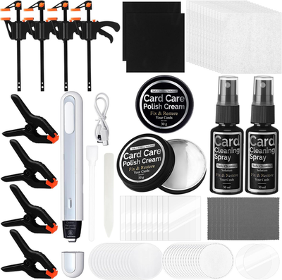 #ad 213 Pcs Card Cleaning Kit Sports Trade Card Flattening Tool Kit Cleaning Spray $78.89