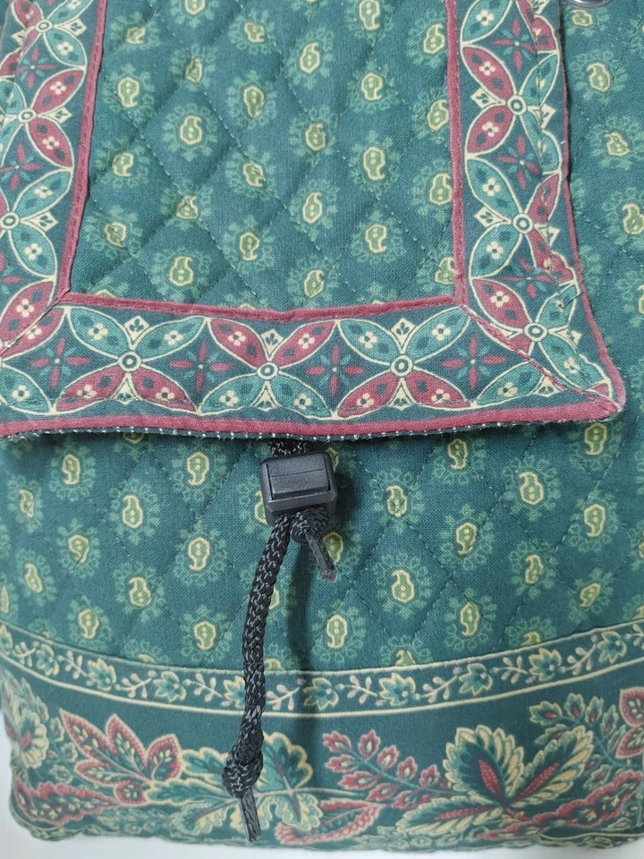 Mochila/Ruk Sak Verde De Colección Vera Bradley Dibujo Cuerda Como Nueva Hecha en EE. UU. Foto 4 de 4