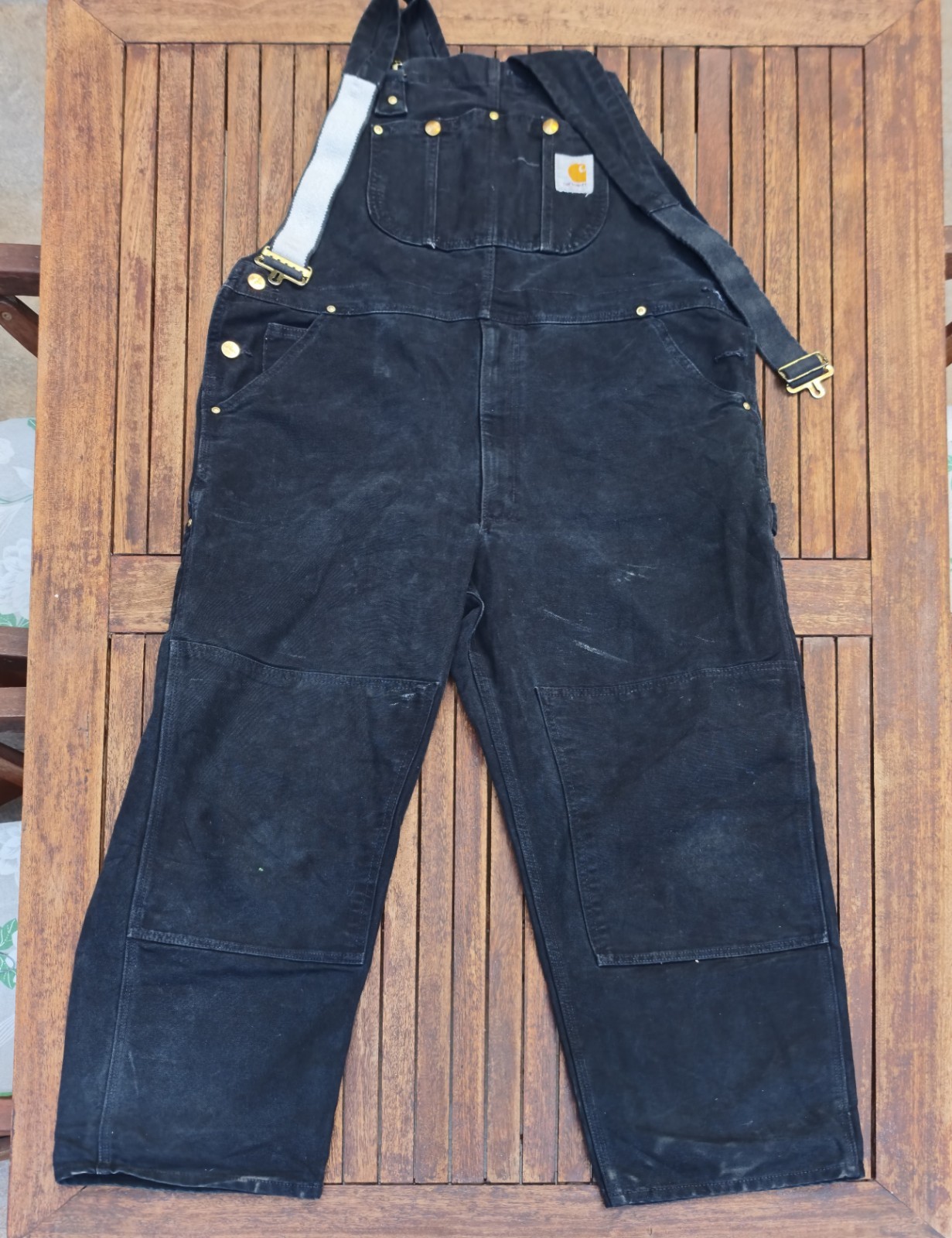 Salopette Carhartt Double Knee R01-BLK Black Canvas - Taglia 40x32