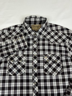 Wrangler Retro Western Pearl Snap Shirt Mens Large Long Sleeve Plaid Cowboy