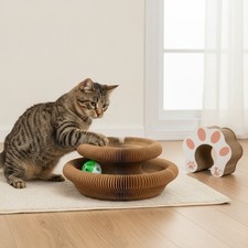 Space-Saving Accordion Cat Scratcher with Interactive Bell Ball - 1 Count