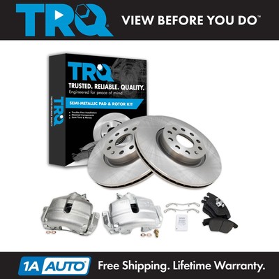 TRQ Front Brake Calipers Pads Rotors for 08-13 GTI 09-15 Jetta 06-10 Passat