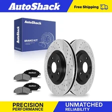 Front Drilled Slotted Brake Rotors Ceramic Pads for 2013-2019 Cadillac XTS