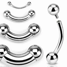 Barbell Curve Snake Eyes Heavy 8 Gauge 9/16" Internal 5mm Balls Steel SET of 2