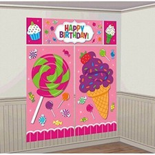 Bonito dulce caramelo helado rosa fiesta decoración de pared 6 pies 5 piezas candyland cupcake