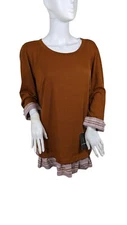 I.N. Studio Women 's Top Blouse Tunic Plus  Size 1X Rust Brown NWT  (13)