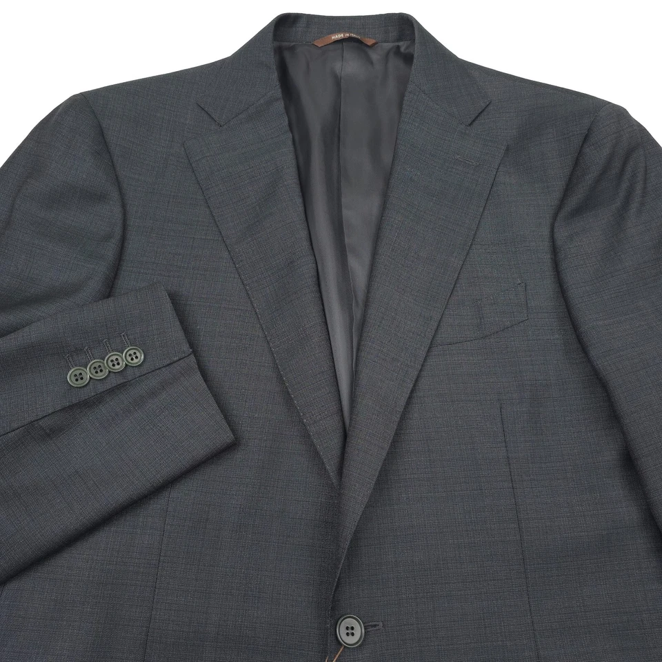 $2095 Canali Capri Sharkskin Dark Green Wool Suit Mens Size US 42L (Italy 52L) - Image 2 of 4