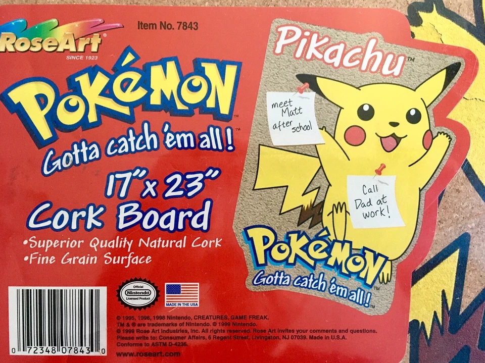 Sealed Vintage Pokemon RoseArt Pikachu Cork Board 17 X 23” - Image 2 of 4