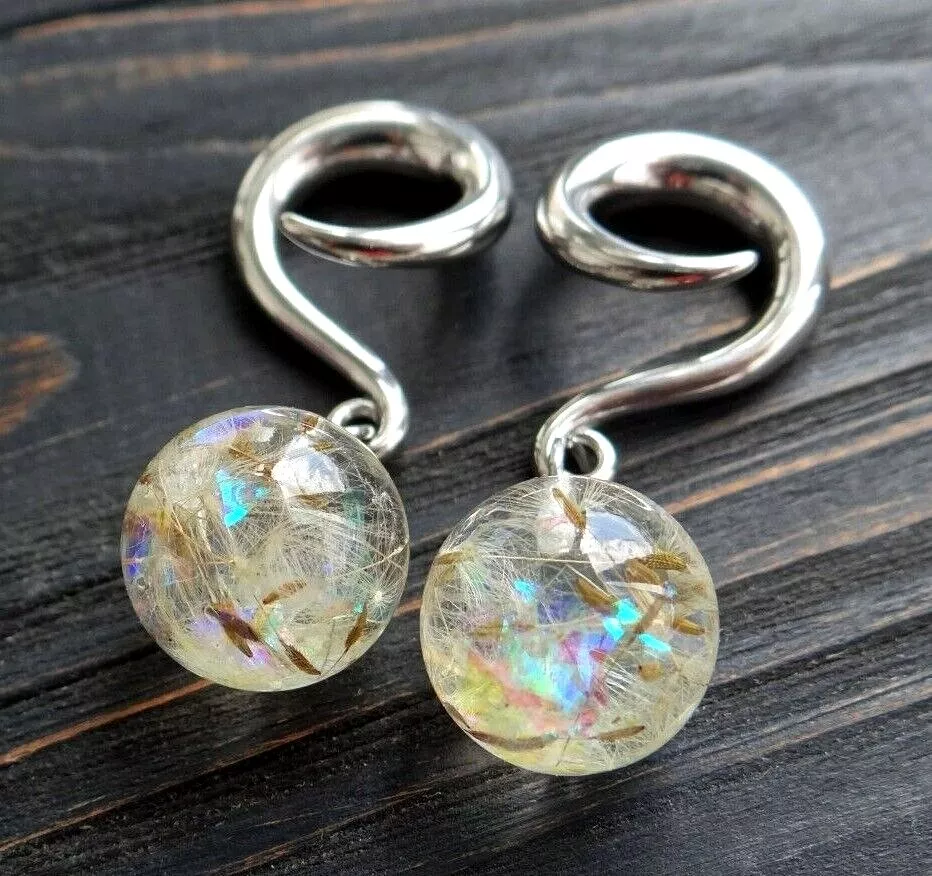 dangle hangers ear weights Dandelion plug tunnels Stainless steel