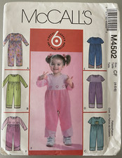 McCall's Easy Sewing Pattern M4502, Sizes 4-5-6, Children's Jumpsuit Variation