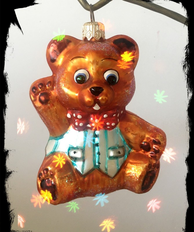 ✨NEW Authentic Christopher Radko Happy TEDDY BEAR Handmade Glass Ornament wh BOX