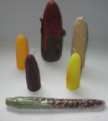 Vintage Corn on the Cob CANDLES -  INDIAN CORN - Set of 6 - READ