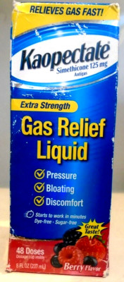 Kaopectate Extra Strength Gas Relief Liquid, Mixed Berry Flavor, 125 mg, 8 oz