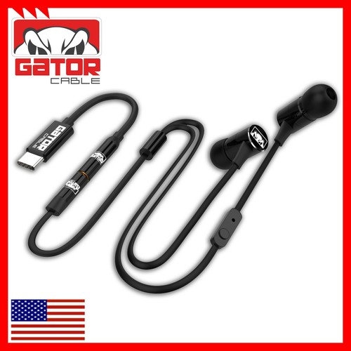 USB-C Type C Connector Earphones Headphones Earbuds Bass Stereo MIC Wired AUX BL - Picture 7 of 9