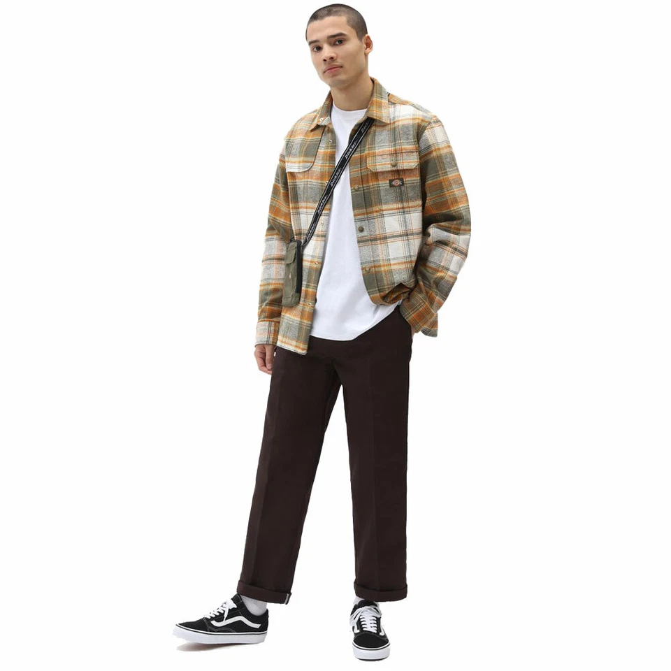 Dickies 874 Pantaloni Da Lavoro Uomo Stoffa Pantaloni Casual Marrone Scuro NUOVO - Immagine 3 di 4