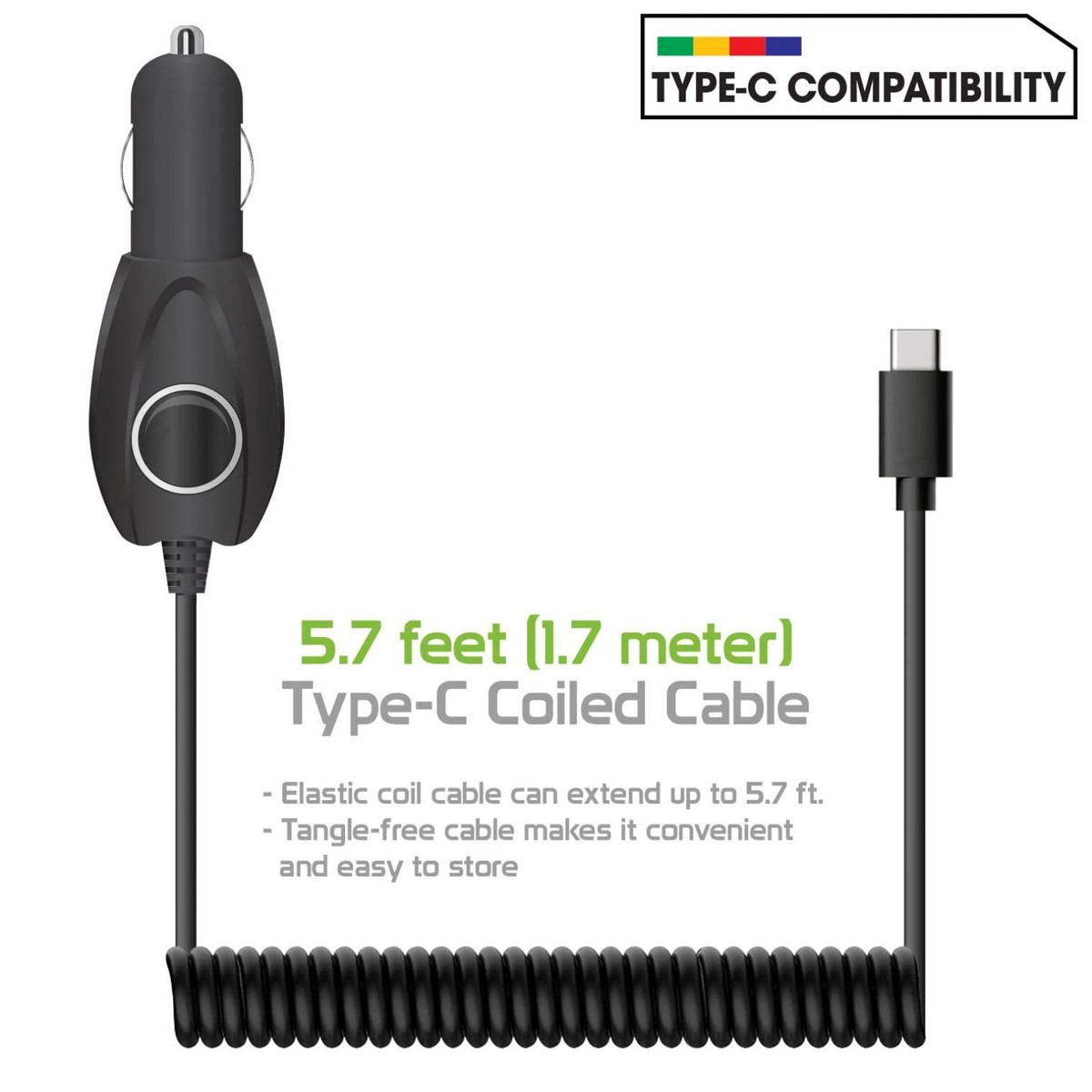 Auto Caricabatteria Adattatore Usb-C 15W Belkin F7U005bt04-BLK USB Con Cavo Auto Caricabatteria Adattatore Usb-C 15W Belkin F7U005bt04-BLK USB Con Cavo