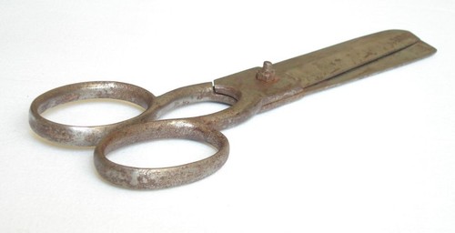 ANTIQUE BULGARIAN IRON HAND FORGED LARGE SCISSORS 13" - Picture 9 of 11