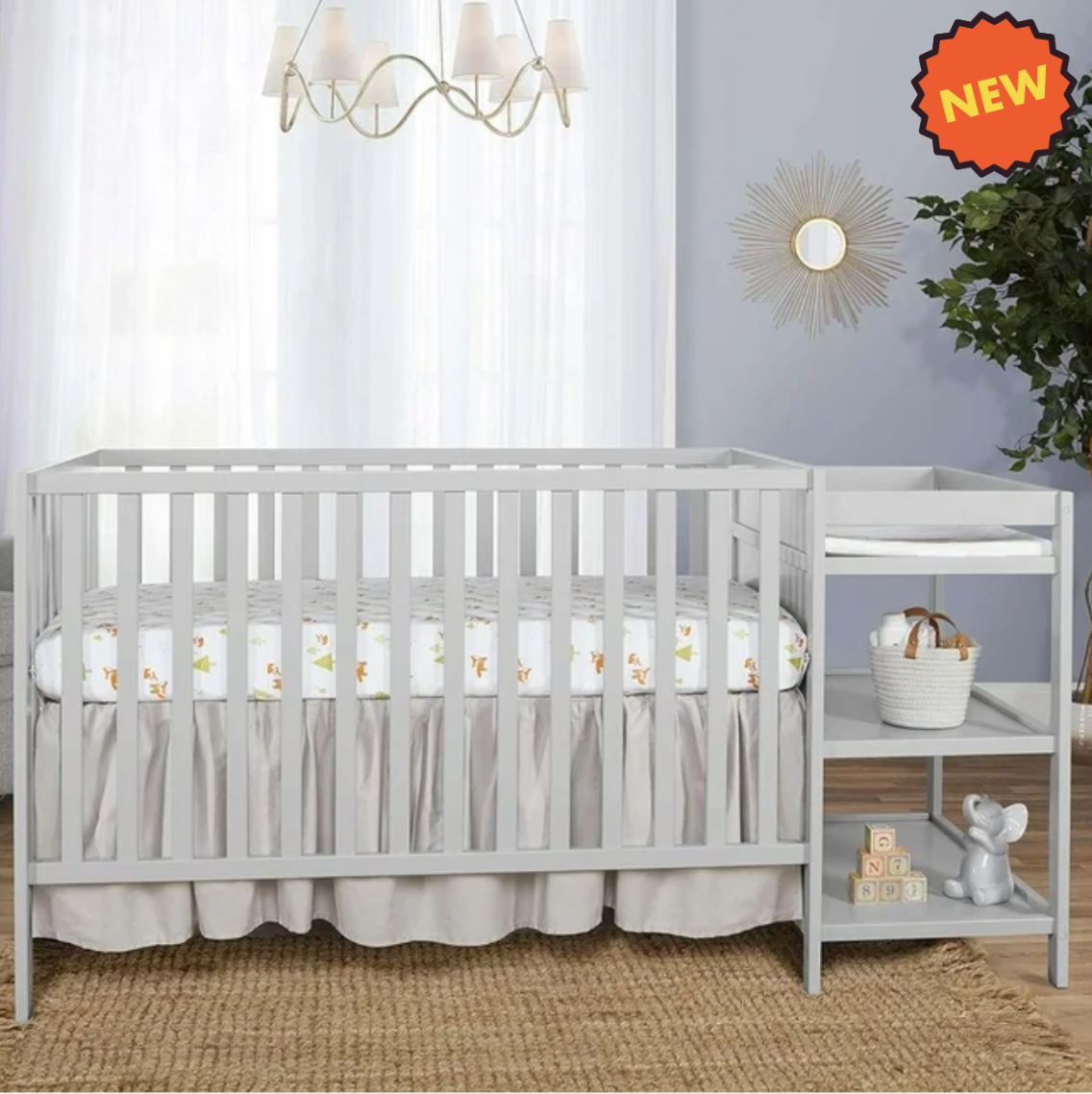 Cunas para Bebes Convertible Cama para Niños Marco Cambiador Baby Crib Gray