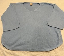 Chico Women’s Sweater Size 2 Light Blue 3/4 Sleeve Warm Fuzzy Comfy EUC