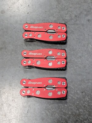 Snap-on Tools Red Multi Function Tool Stainless Steel Pliers Knife Opener Set 3