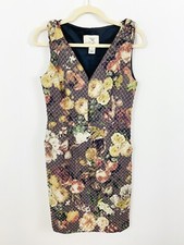 Anthropologie Tabitha Quilted Dress Basketweave Bow Shoulder Sheath Dress Size 6