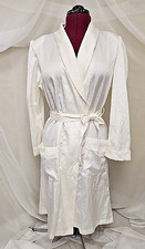 Vtg Victoria's Secret Gold Crown Label Satin Robe Ivory Union USA S 