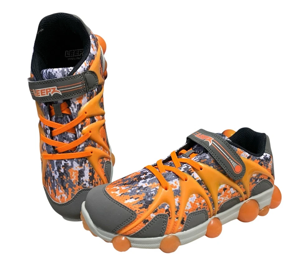 Nuevo Stride Rite Leepz Zapatilla Iluminada Niños Zapatos Talla 3 W Gris Naranja con Caja Foto 2 de 4