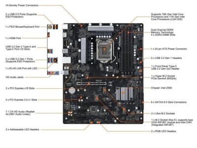 ASRock Z590 Phantom Gaming 4 LGA 1200 Intel Z590 SATA 6Gb/s ATX