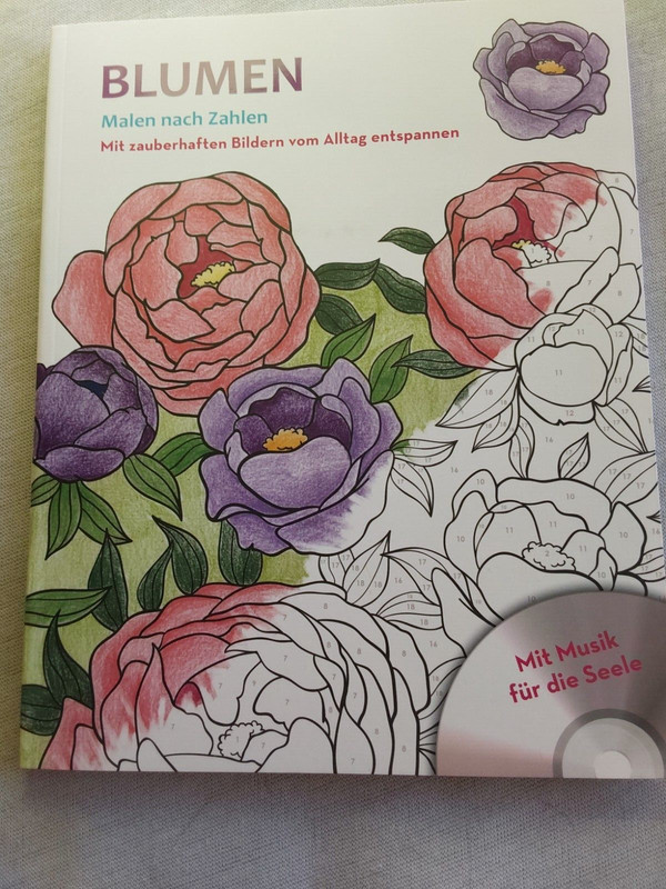 NICE NEW COLORING BOOK MULTIPLE PAGES " BLUMEN MALEN NACH ZAHLEN" COLOR FLOWERS