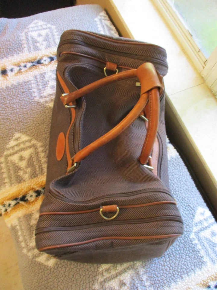 Французский багаж подлинный черный коричневый herringbone спортивная сумка для выходных - Изображение 2 из 4