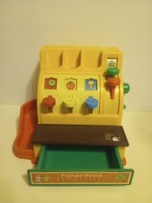 Vintage Fisher Price Cash Register 926 w/Working Bell 1974 No Coins Near Mint 