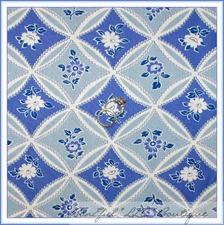 BonEful Fabric FQ Cotton Quilt Purple Blue White Flower Garden Cottage Victorian