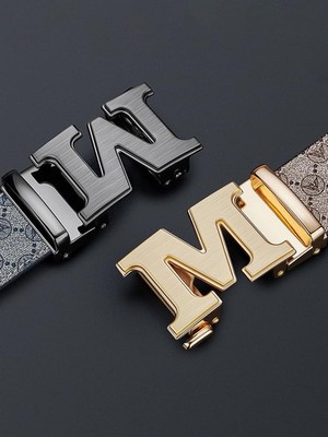 Letter M Belt For Men Luxury Stylish Designer Belts M Buckle Gold