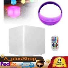 16" LED Light Cube Stools Chair W/ Remote Control 16 RGB Colors Rechargeable USA