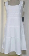 $99 NWT Tommy Hilfiger White Fit & Flare Dress 12 Stretchy Preppy Old Money 