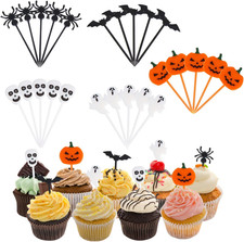 50PCS Halloween Food Picks,Pumpkins,Ghosts,Spiders