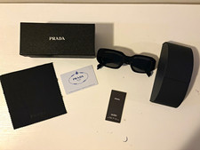 PRADA Prada Milano Women's Rectangle Sunglasses Black Frame Black Tinted Lens