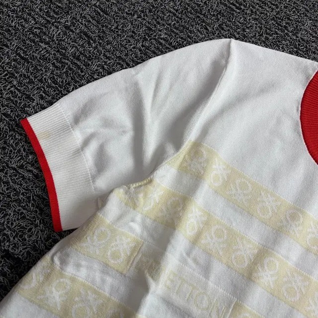 Benetton Archive Pattern Short Sleeve Knit M