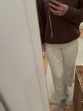 Schönste Sommer Baumwolle Hose Capri Jeans Fransen s 36 high waist Zara