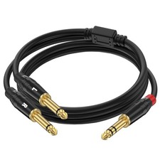 1.6 FT 1PACK 1/4 Inch TRS Stereo Y Splitter Insert Cable, Gold Plated Audiowa...