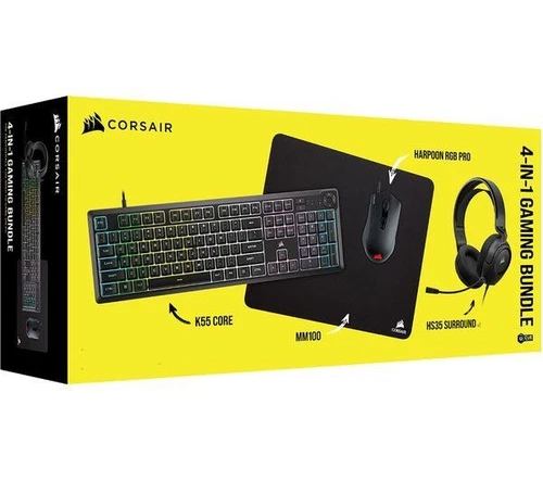 CORSAIR 4-in-1 Gaming Bundle 2024 Edition Keyboard Mouse Headset Mat Black